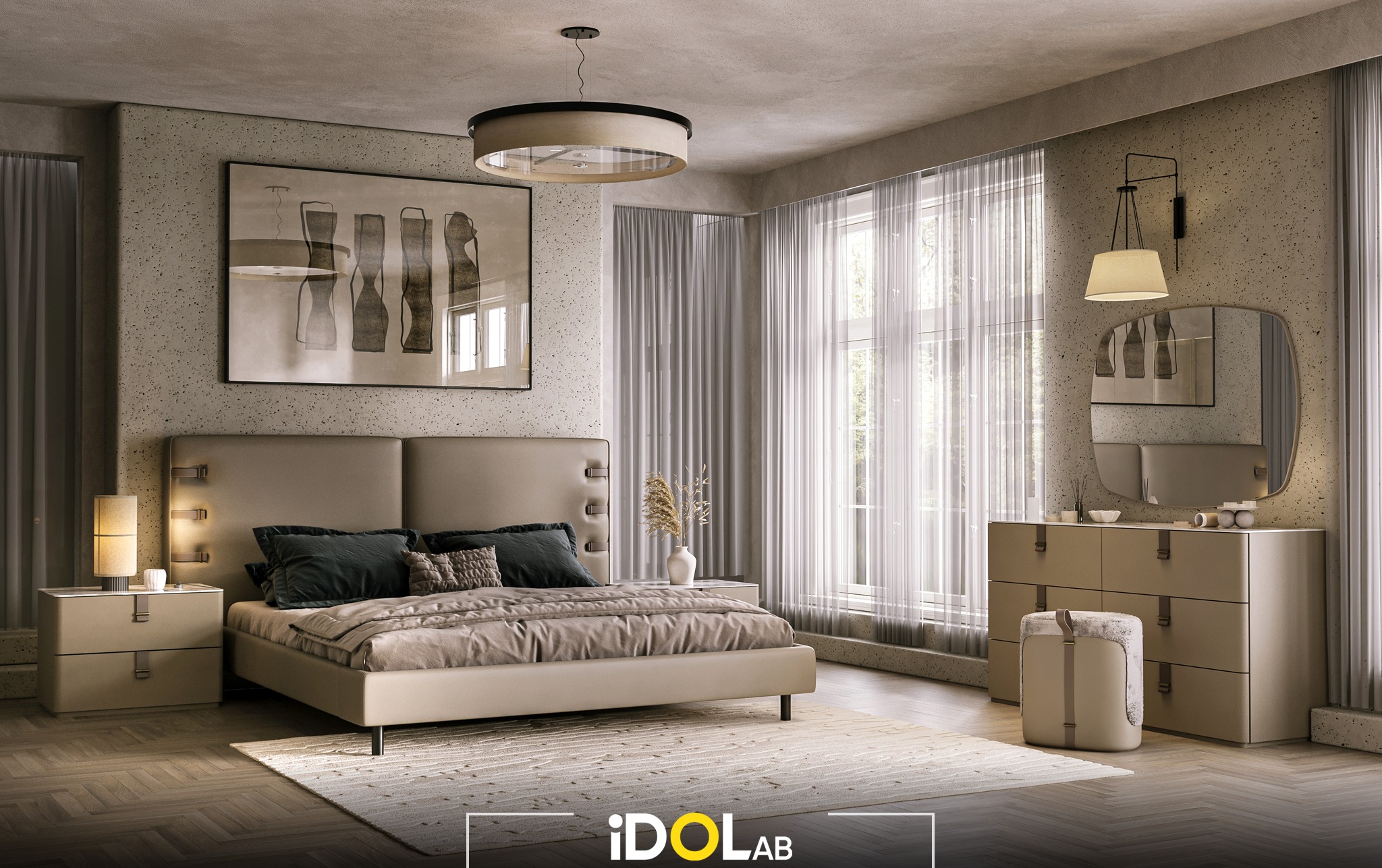 Taupe Upholstered Bedroom